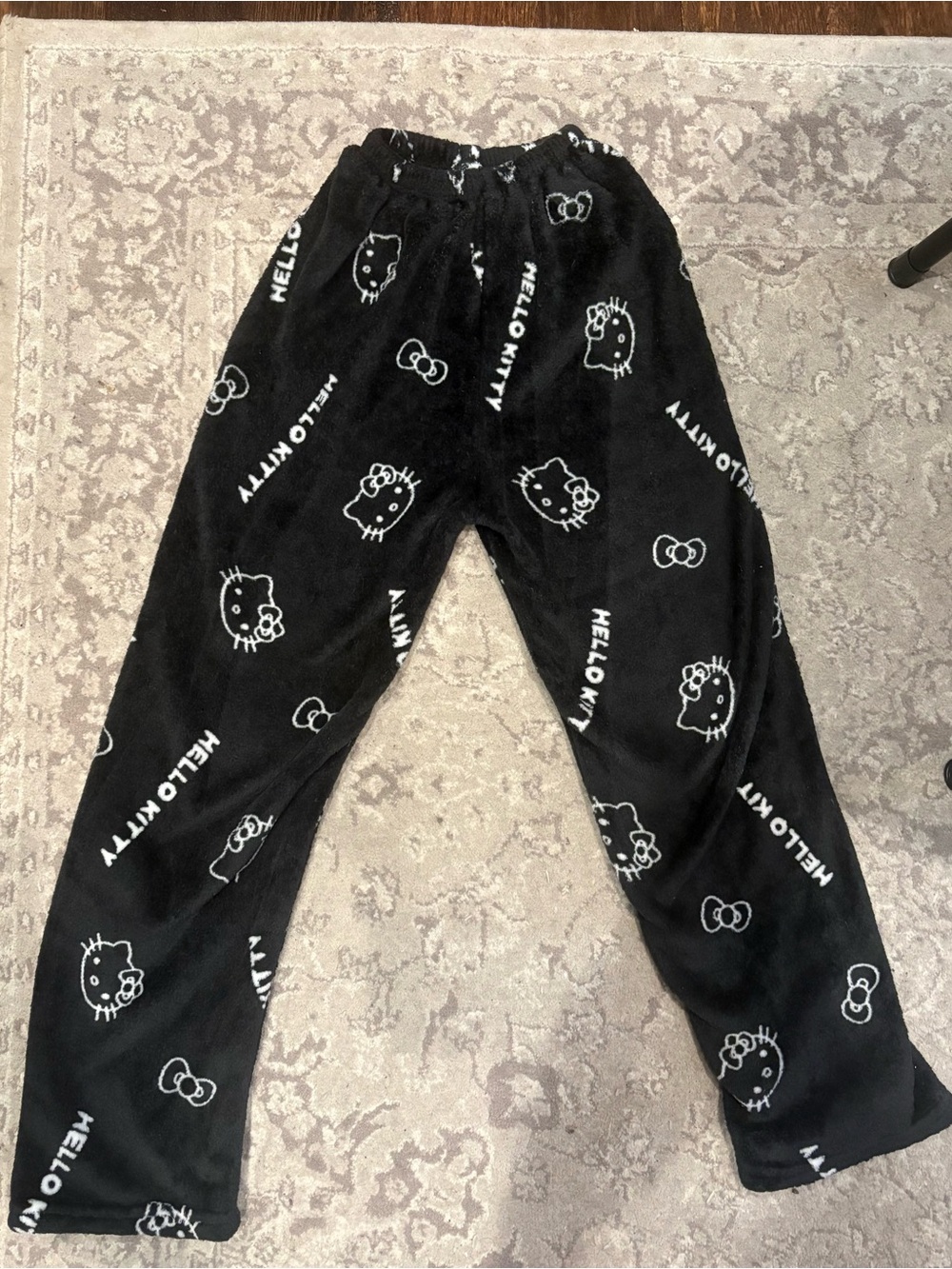 Hello Kitty Black and White Plush Lounge Pants